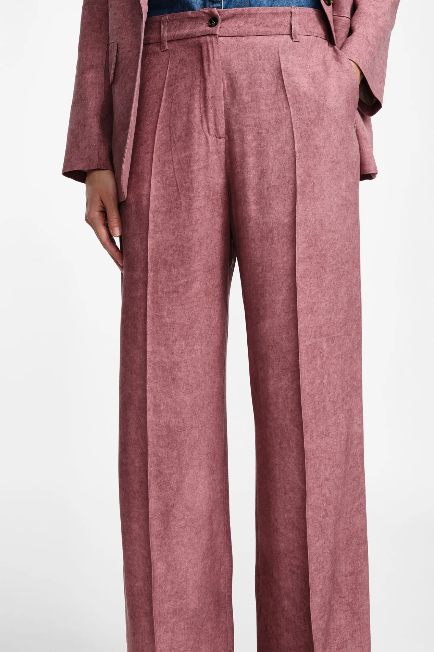 Pantaloni palazzo effetto suede a vita alta