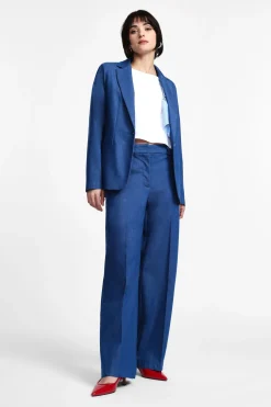 Pantaloni palazzo melange a vita alta