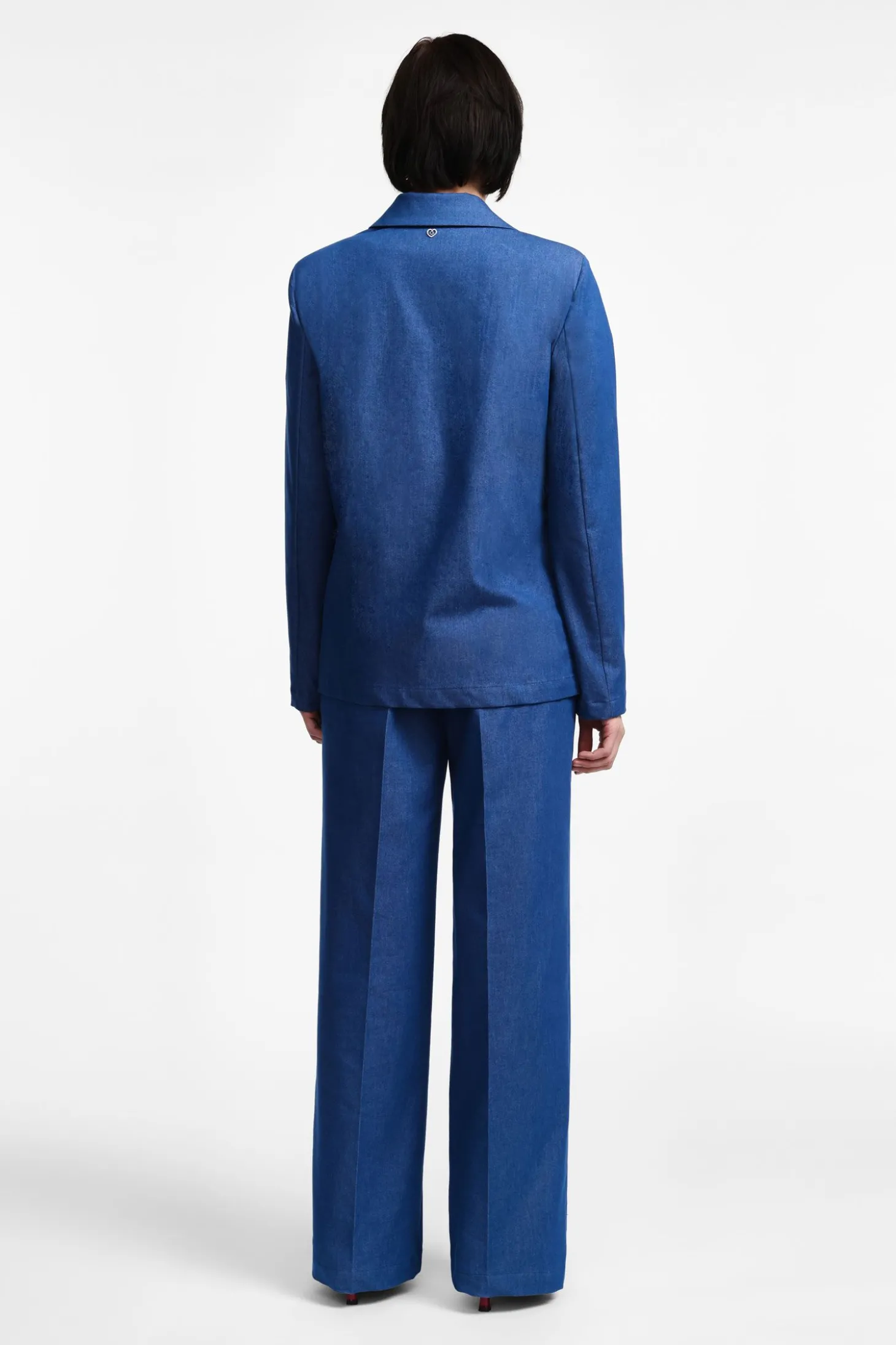 Pantaloni palazzo melange a vita alta