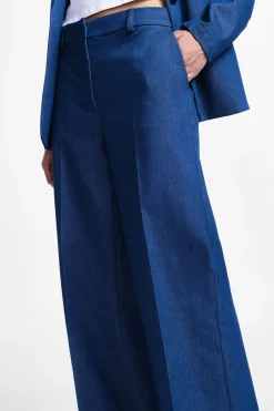 Pantaloni palazzo melange a vita alta