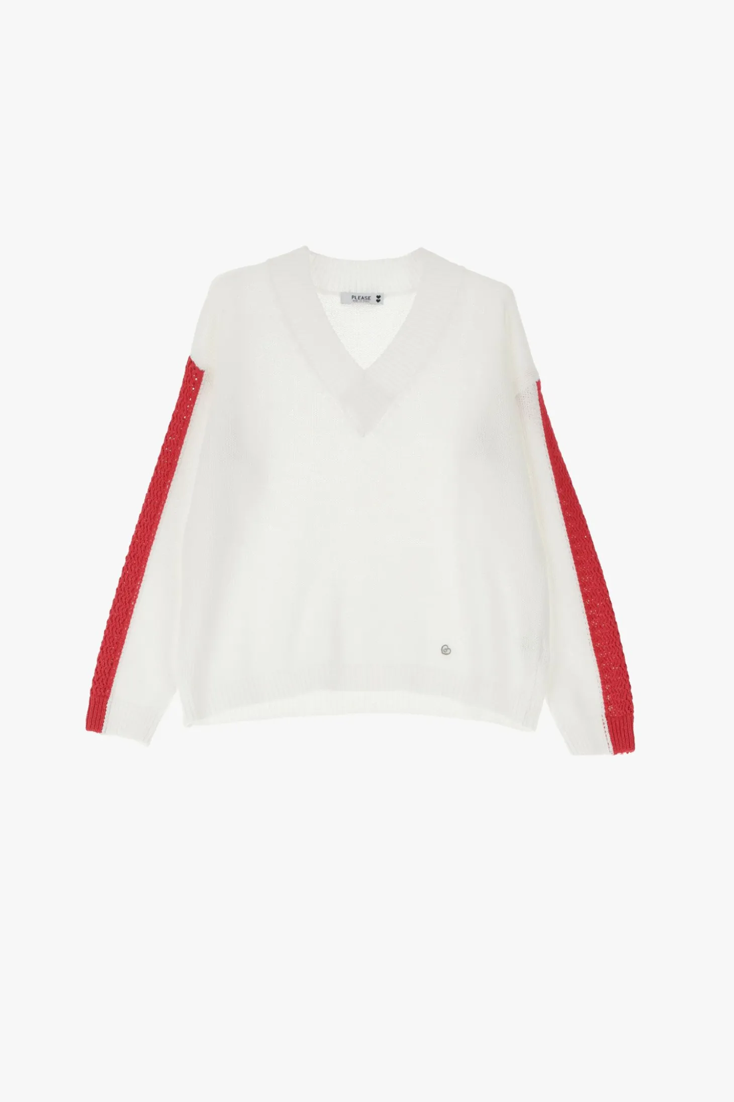 Pullover a righe con scollo a v