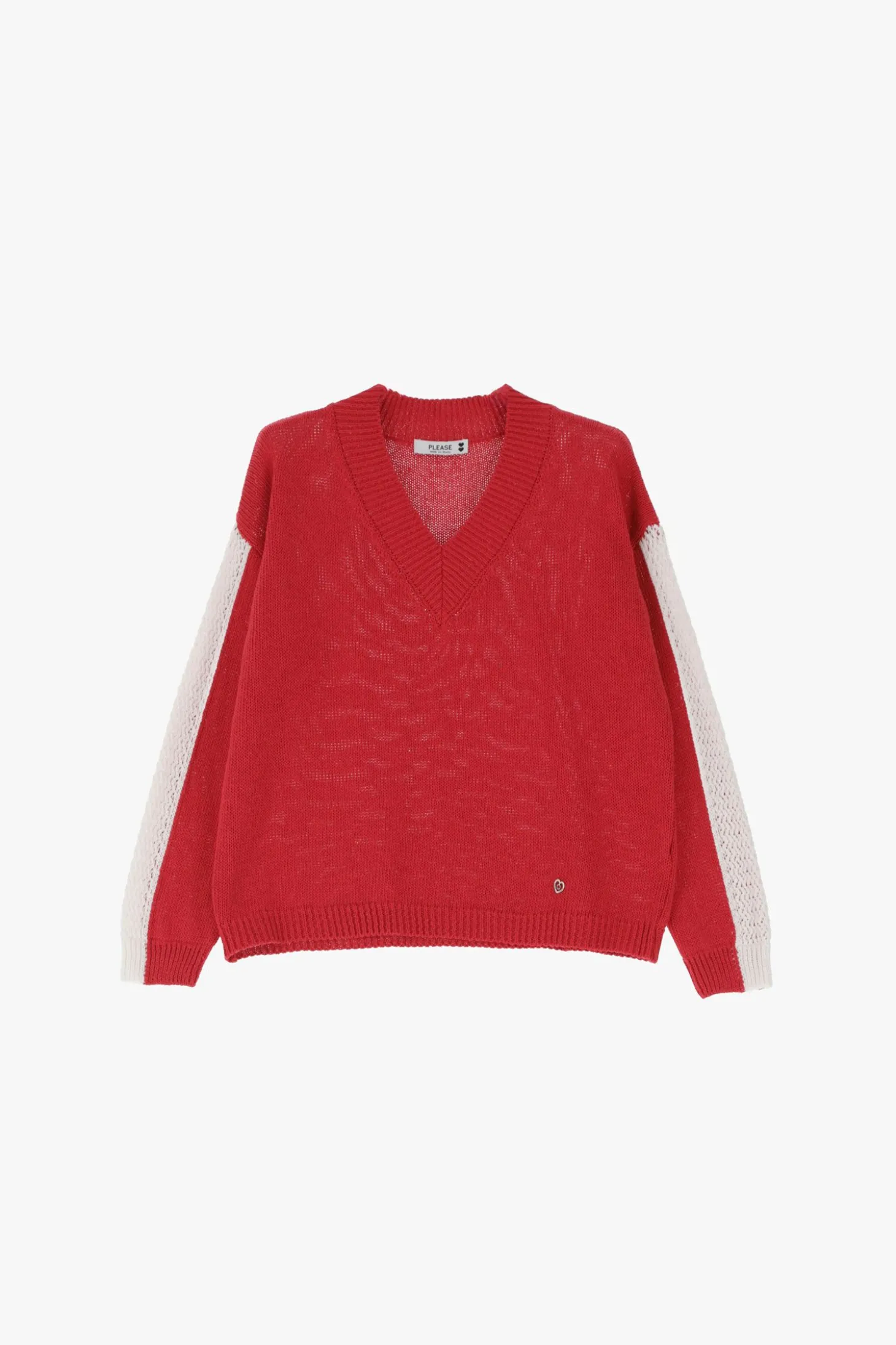 Pullover a righe con scollo a v