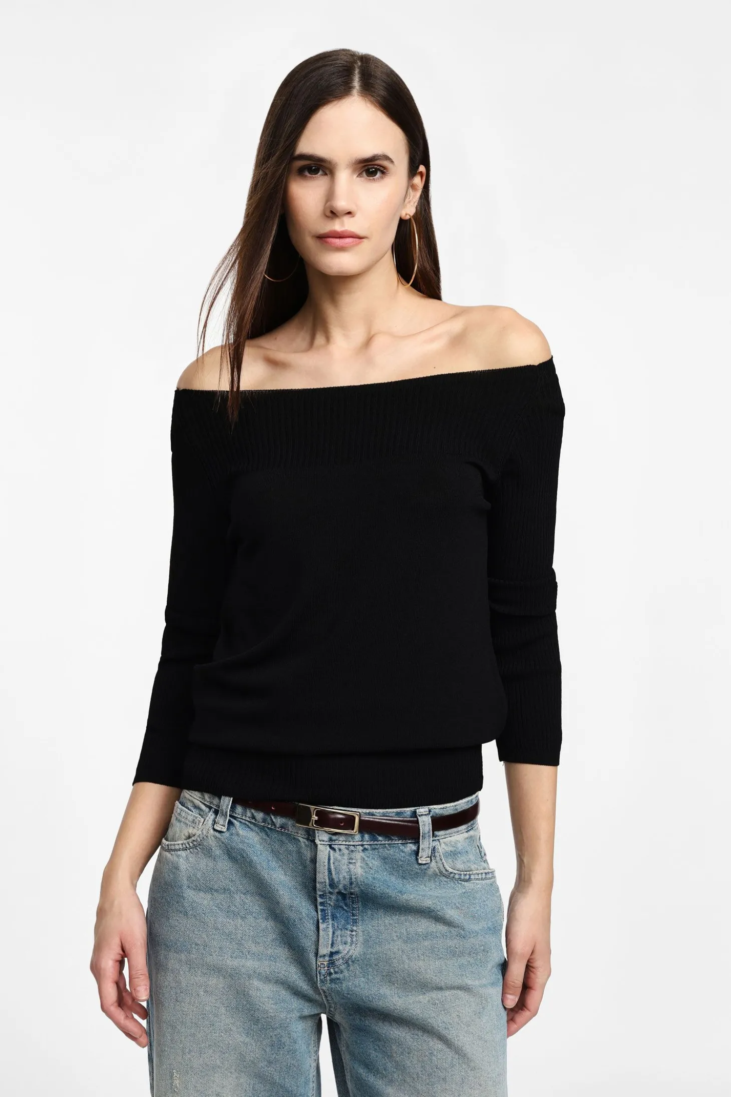 Pullover collo bardot e maniche 3/4
