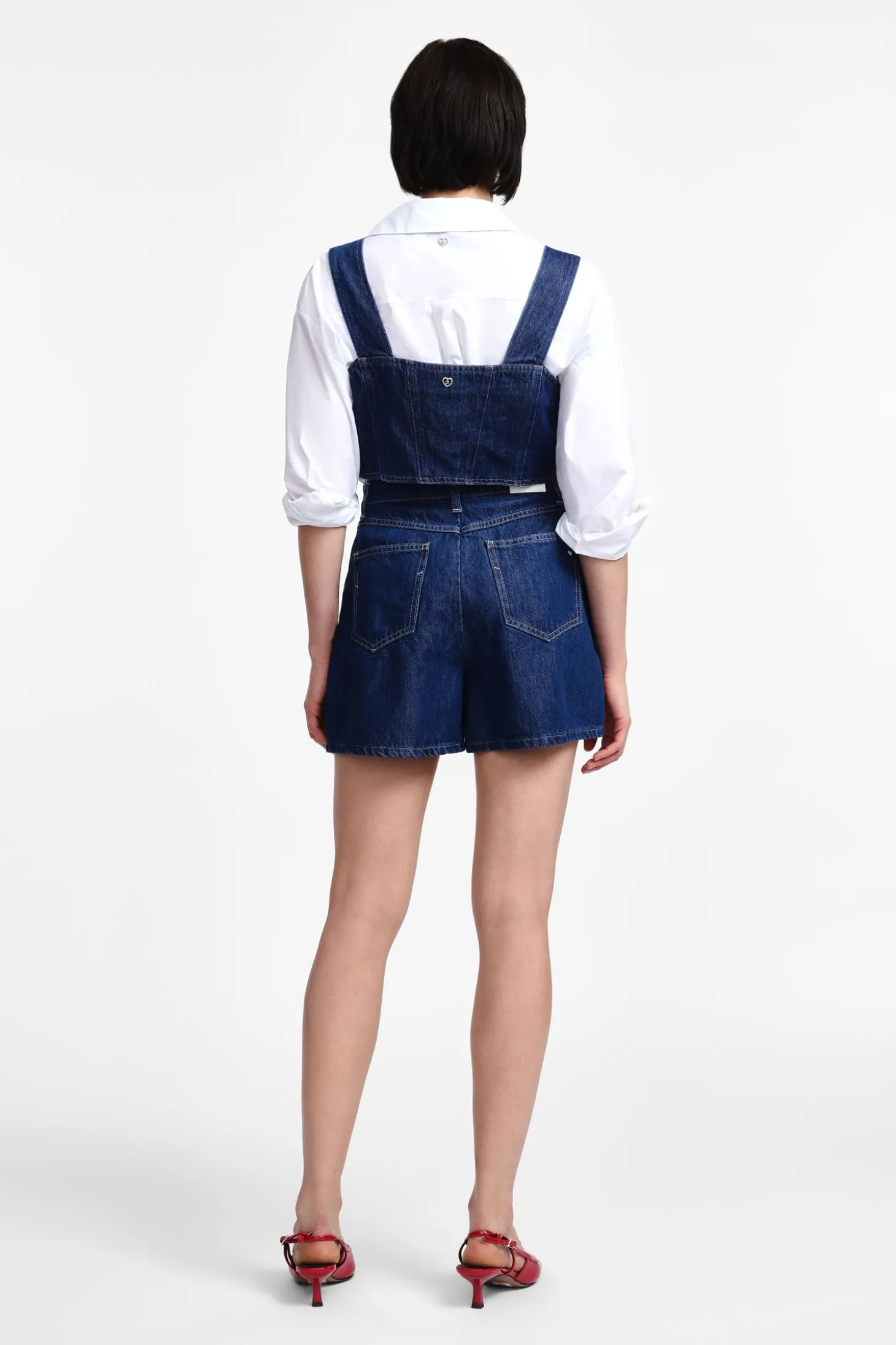 Shorts in denim vita alta con tasche