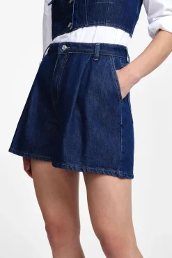 Shorts in denim vita alta con tasche