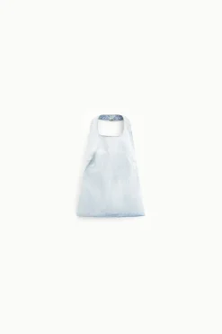 Top all'americana in denim schiena scoperta