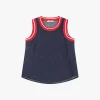 Top chambray senza maniche con righe