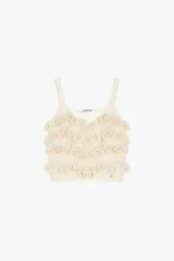 Top con ruche e scollo a v