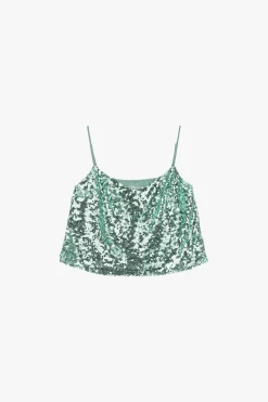 Top con spalline sottili e paillettes