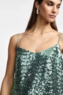 Top con spalline sottili e paillettes