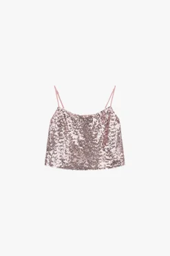 Top con spalline sottili e paillettes