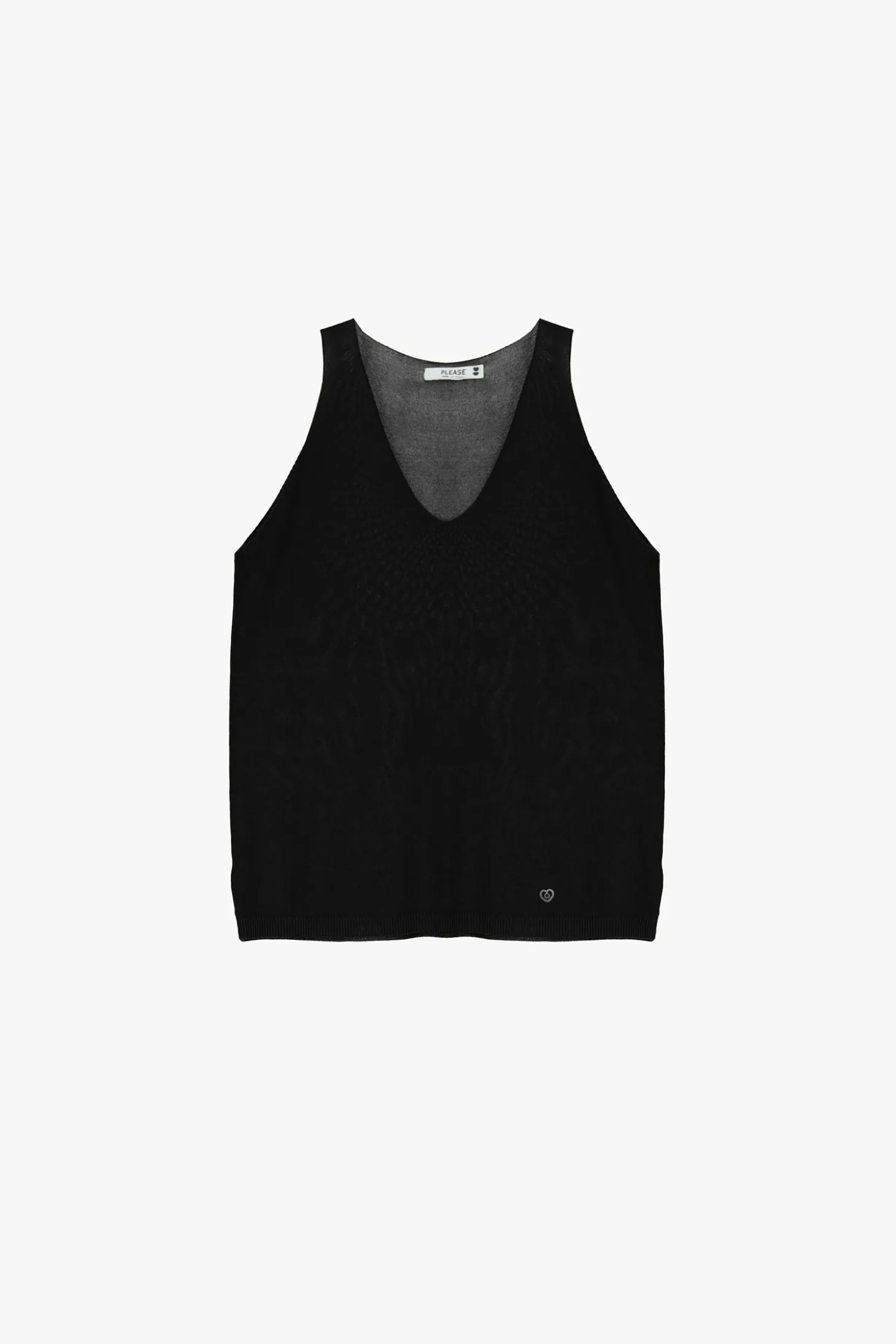 Top in maglina senza maniche scollo a v