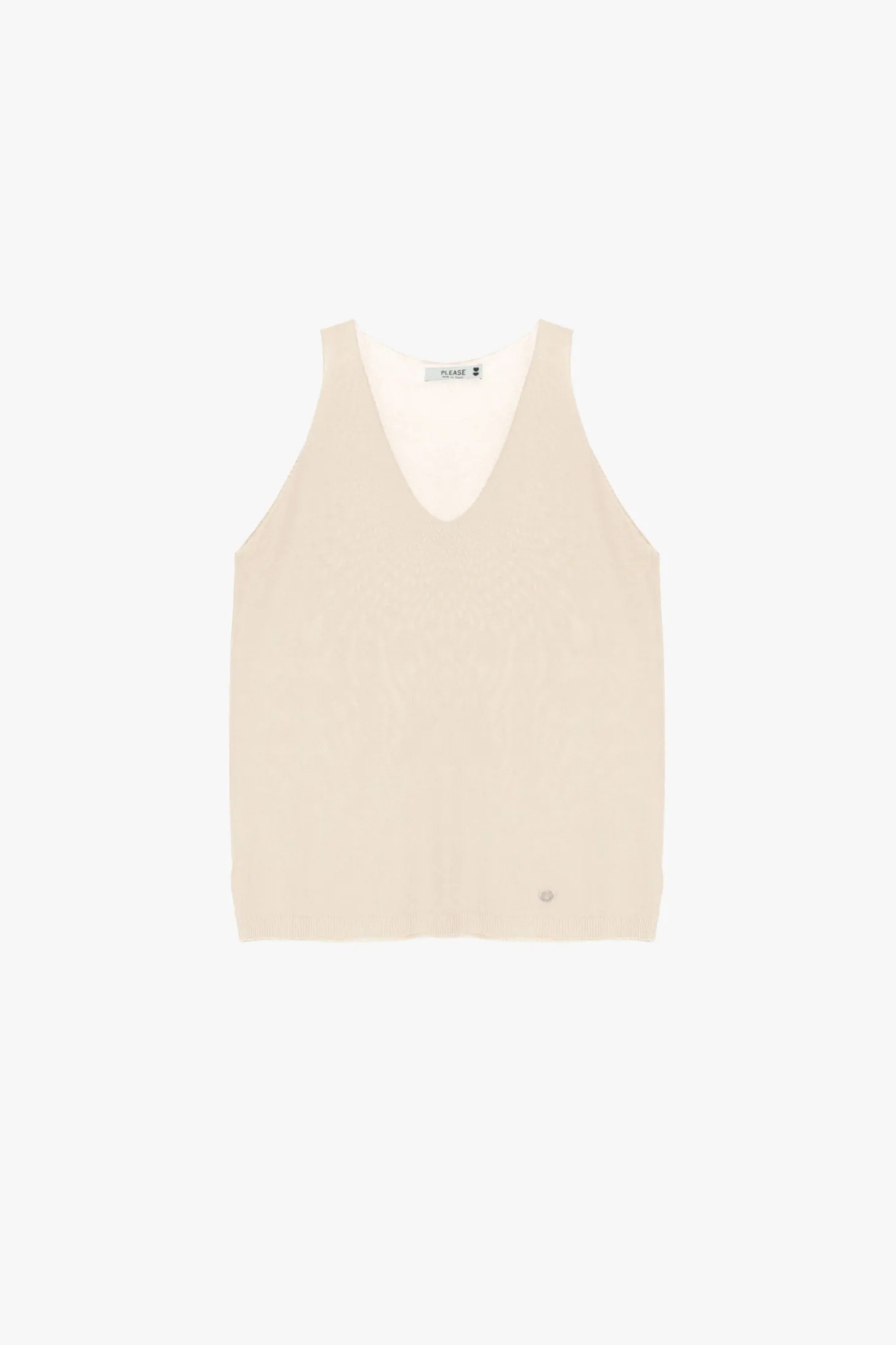 Top in maglina senza maniche scollo a v