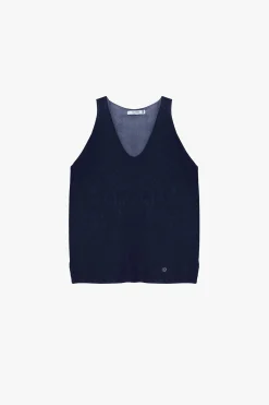 Top in maglina senza maniche scollo a v