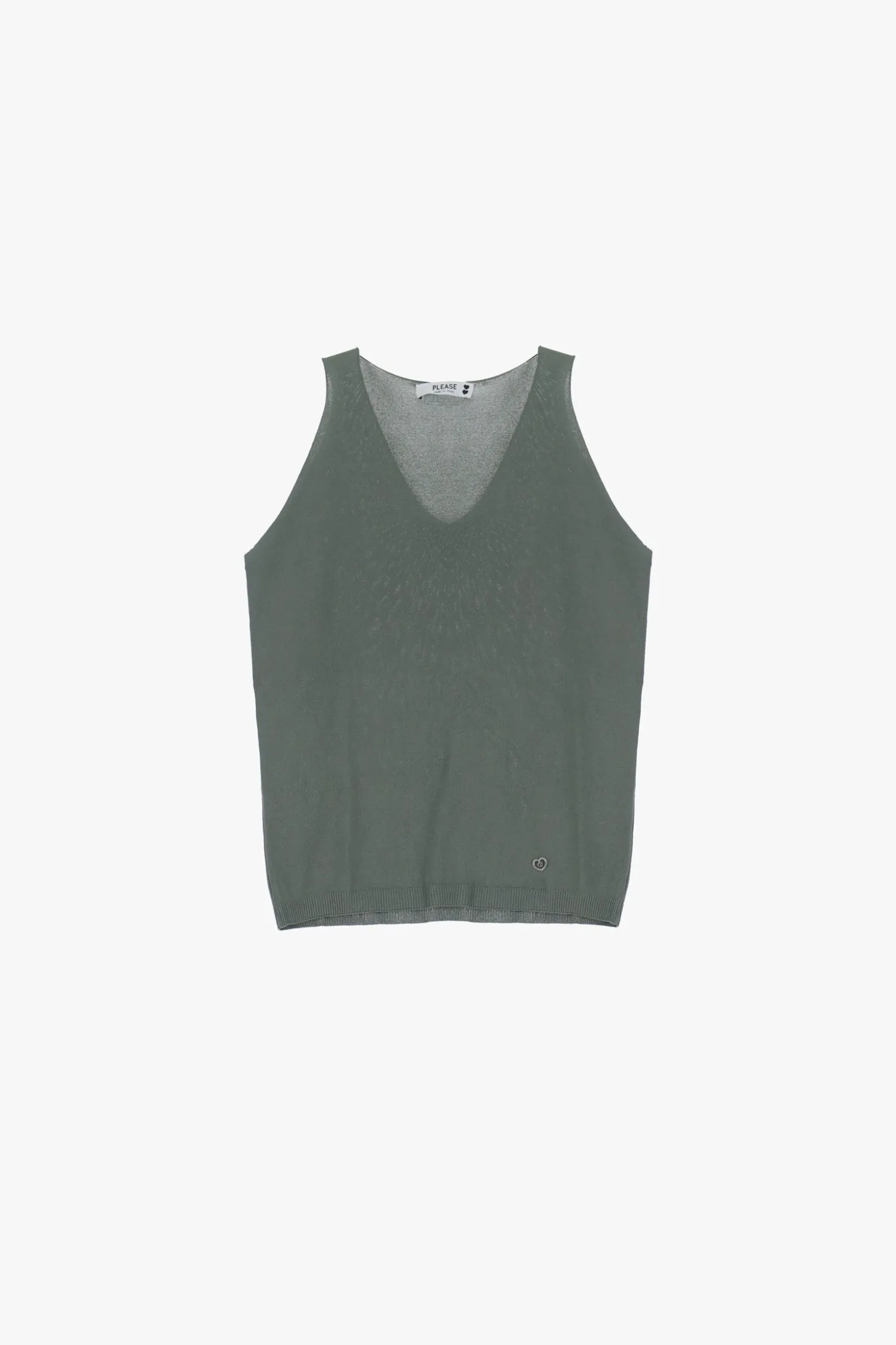 Top in maglina senza maniche scollo a v