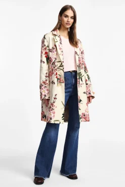 Trench stampa floreale monopetto