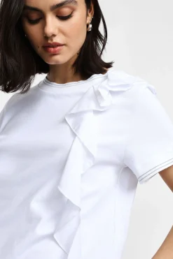T-shirt con maniche corte e volant