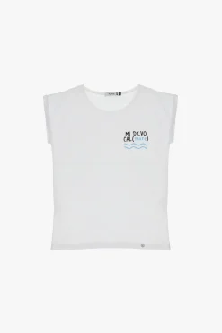 T-shirt con scritta sulla parte anteriore