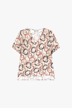 T-shirt fluida stampa geometrica manica corta