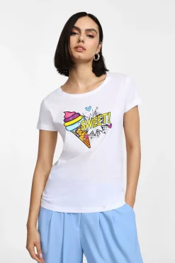 T-shirt manica corta stampa vivace