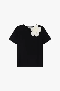 T-shirt maniche corte con maxi fiore