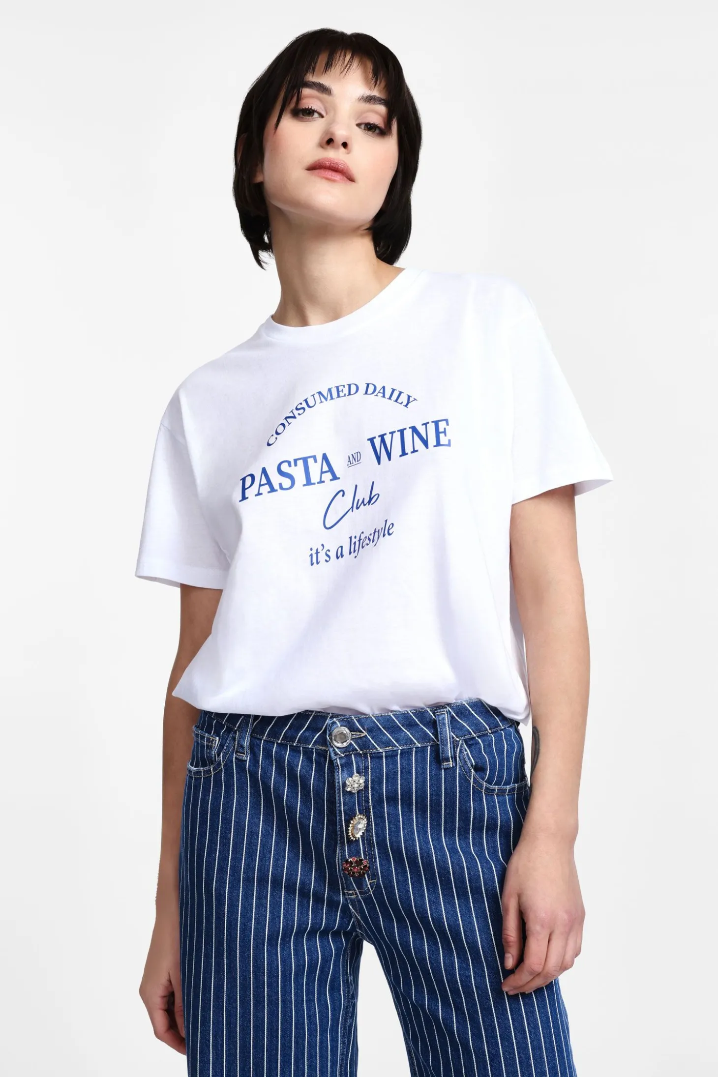 T-shirt stampa girocollo maniche corte