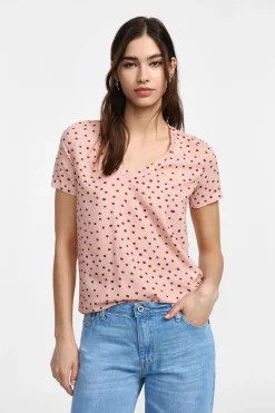 T-shirt stampata a pois con maniche corte