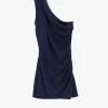 Vestito corto con scollo asimmetrico