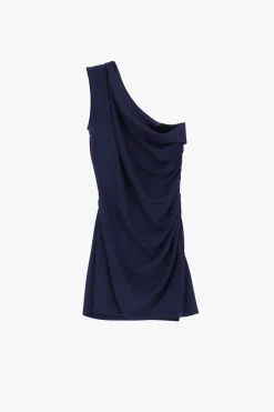 Vestito corto con scollo asimmetrico