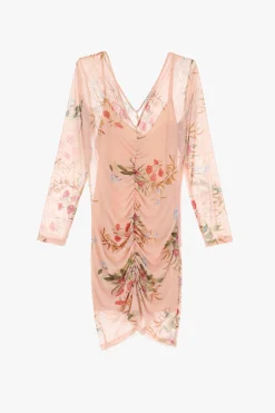 Vestito corto floreale maniche lunghe