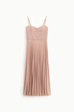 Vestito midi con spalline sottili e gonna plissettata
