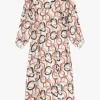 Vestito midi con stampa e maniche lunghe