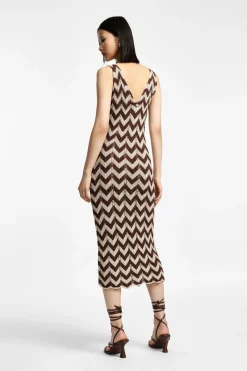 Vestito midi in maglia ricamata