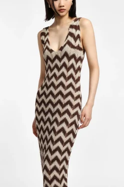 Vestito midi in maglia ricamata